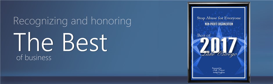 Stop Abuse for Everyone Receives 2017 Best of Lake Oswego Award